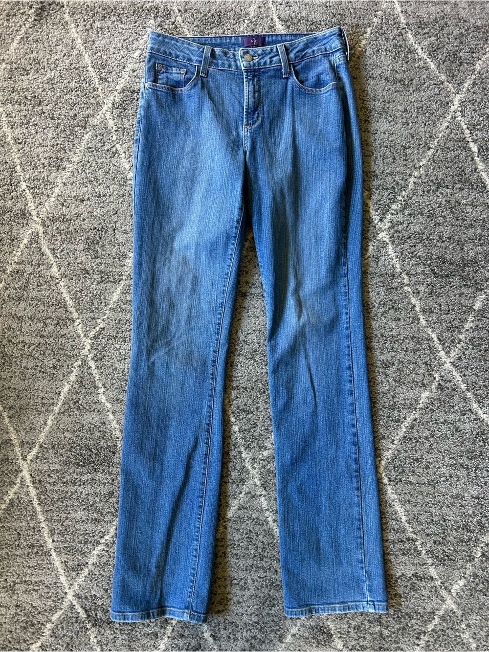 NYDJ Women's Mid-Blue Straight-Leg Jeans Lift Tuck Stretch 30x32